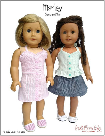 Love From Lola 18 Inch Modern Marley Dress and Top 18" Doll Clothes Pattern Pixie Faire