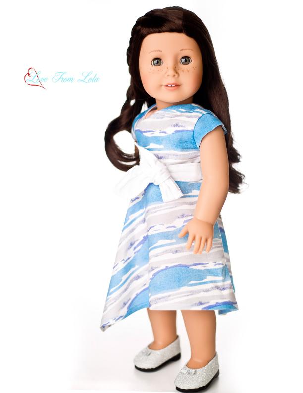 Love From Lola 18 Inch Modern Off Center Dress 18" Doll Clothes Pattern Pixie Faire
