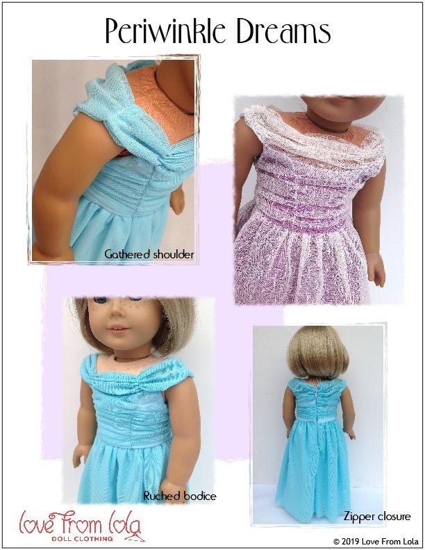 Love From Lola 18 Inch Modern Periwinkle Dreams 18" Doll Clothes Pattern Pixie Faire