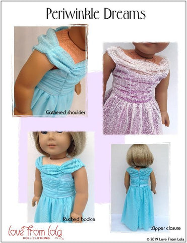Love From Lola 18 Inch Modern Periwinkle Dreams 18" Doll Clothes Pattern Pixie Faire