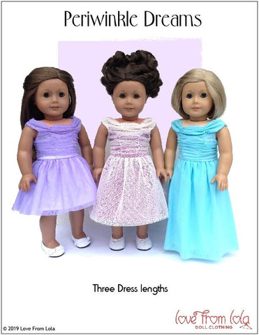 Love From Lola 18 Inch Modern Periwinkle Dreams 18" Doll Clothes Pattern Pixie Faire