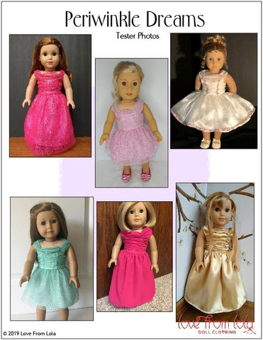 Love From Lola 18 Inch Modern Periwinkle Dreams 18" Doll Clothes Pattern Pixie Faire