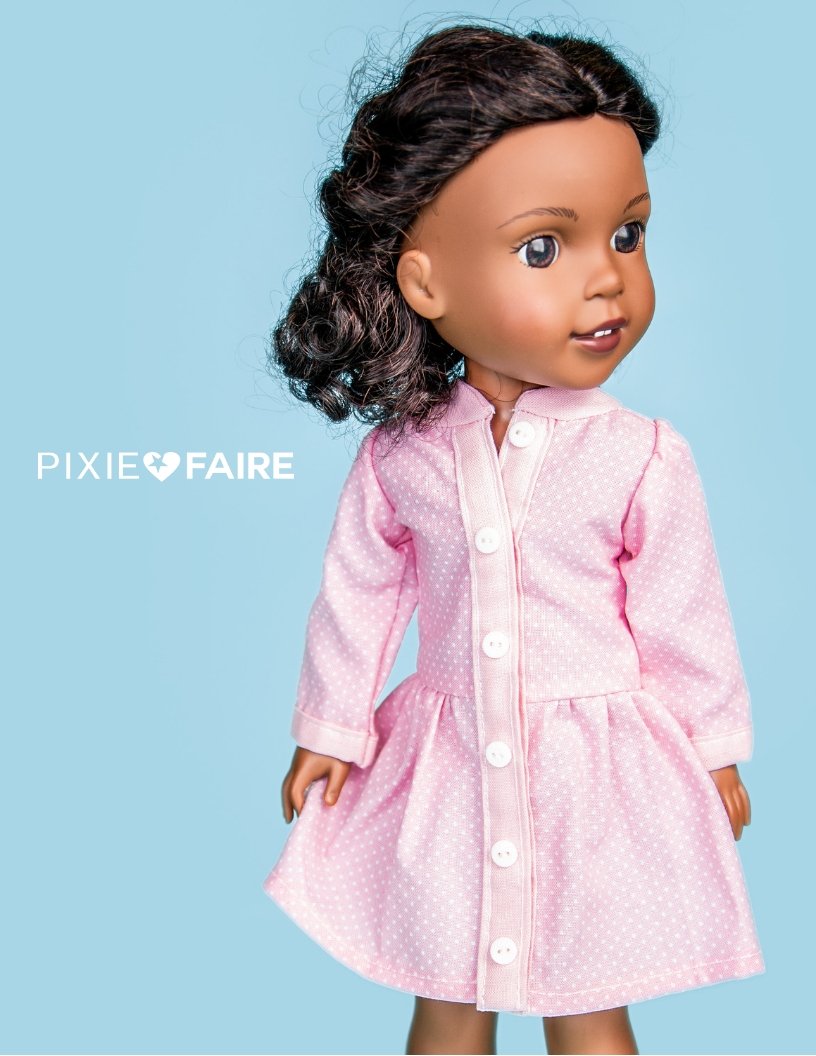 Love From Lola WellieWishers Peyton's Pretty Dress 14.5" Doll Clothes Pattern Pixie Faire