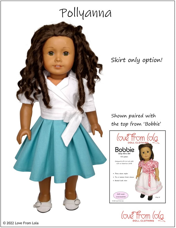 Love From Lola 18 Inch Modern Pollyanna 18" Doll Clothes Pattern Pixie Faire