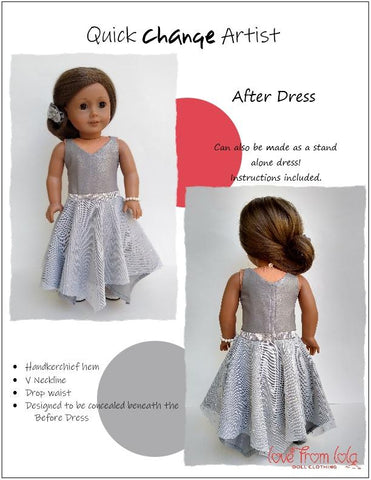 Love From Lola 18 Inch Modern Quick Change Artist 18" Doll Clothes Pattern Pixie Faire