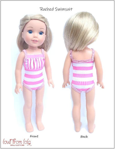 Love From Lola WellieWishers Ruched Swimsuit 14.5" Doll Clothes Pattern Pixie Faire