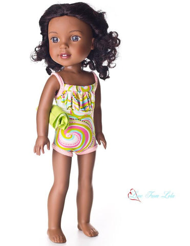 Love From Lola WellieWishers Ruched Swimsuit 14.5" Doll Clothes Pattern Pixie Faire