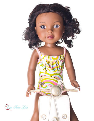 Love From Lola WellieWishers Ruched Swimsuit 14.5" Doll Clothes Pattern Pixie Faire