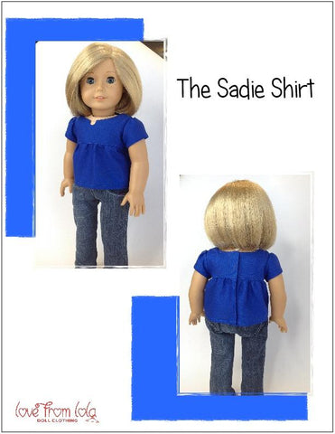 Love From Lola 18 Inch Modern The Sadie Shirt 18" Doll Clothes Pattern Pixie Faire