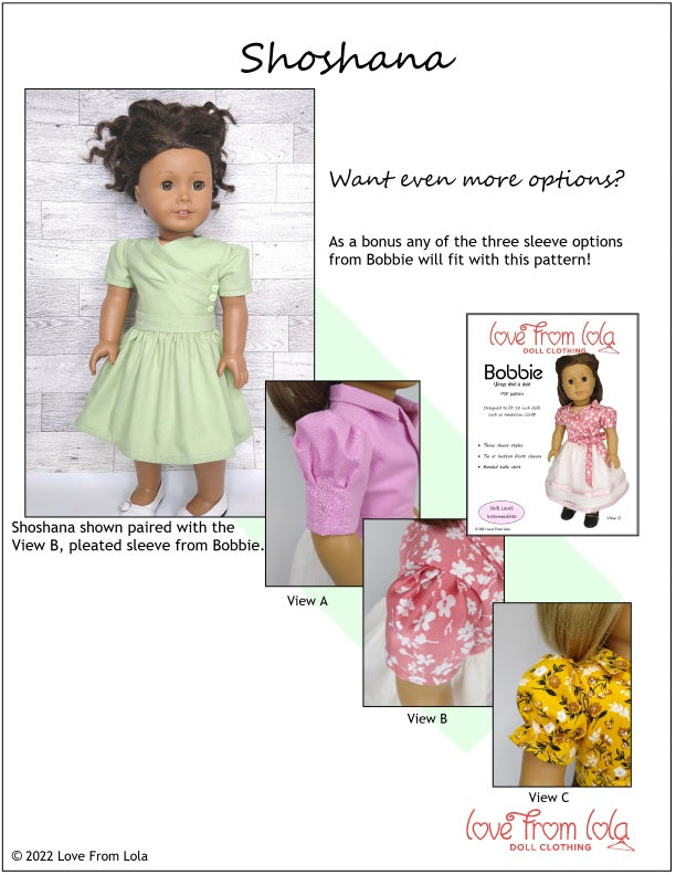 Love From Lola 18 Inch Modern Shoshana 18" Doll Clothes Pattern Pixie Faire