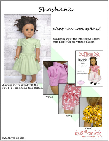 Love From Lola 18 Inch Modern Shoshana 18" Doll Clothes Pattern Pixie Faire