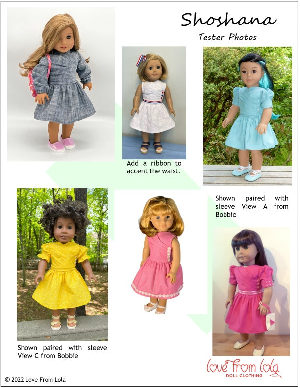 Love From Lola 18 Inch Modern Shoshana 18" Doll Clothes Pattern Pixie Faire