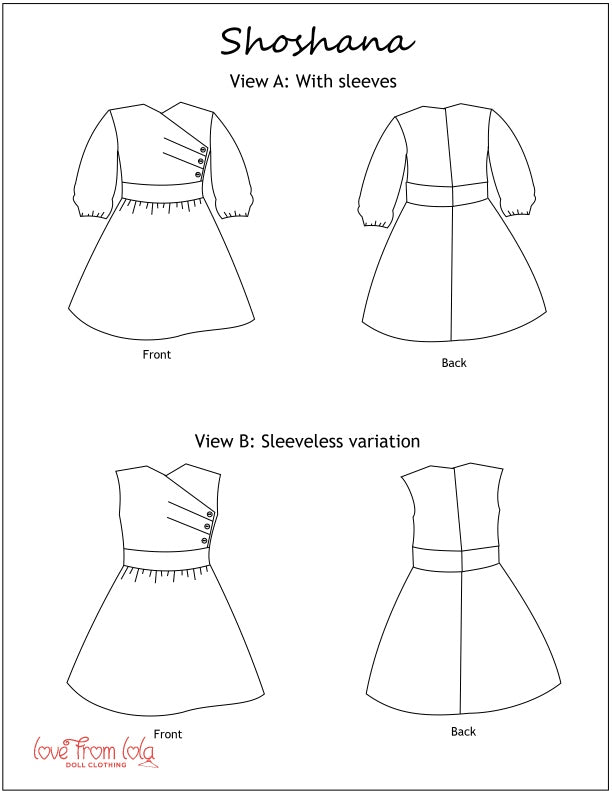 Love From Lola 18 Inch Modern Shoshana 18" Doll Clothes Pattern Pixie Faire