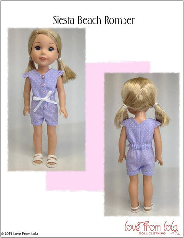 Love From Lola WellieWishers Siesta Beach Romper 14" - 14.5" Doll Clothes Pattern Pixie Faire