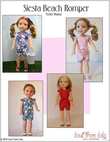 Love From Lola WellieWishers Siesta Beach Romper 14" - 14.5" Doll Clothes Pattern Pixie Faire