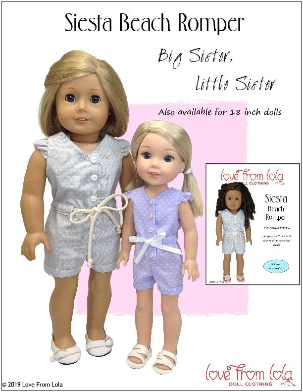 Love From Lola WellieWishers Siesta Beach Romper 14" - 14.5" Doll Clothes Pattern Pixie Faire