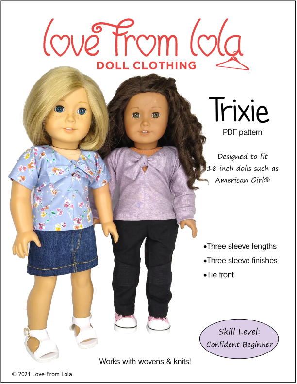 Love From Lola 18 Inch Modern Trixie 18" Doll Clothes Pattern Pixie Faire