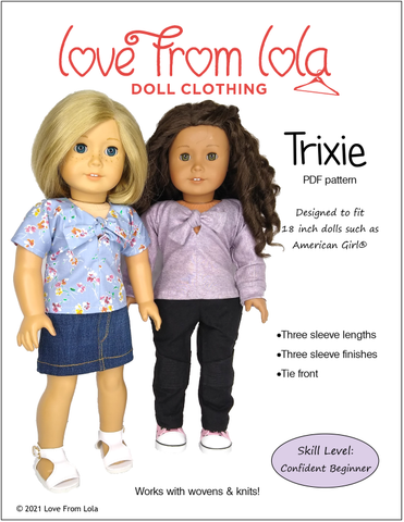 Love From Lola 18 Inch Modern Trixie 18" Doll Clothes Pattern Pixie Faire