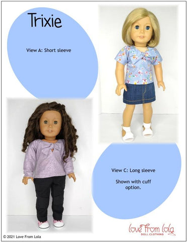 Love From Lola 18 Inch Modern Trixie 18" Doll Clothes Pattern Pixie Faire