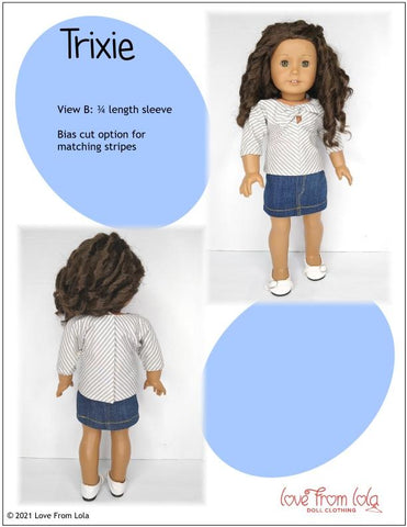 Love From Lola 18 Inch Modern Trixie 18" Doll Clothes Pattern Pixie Faire