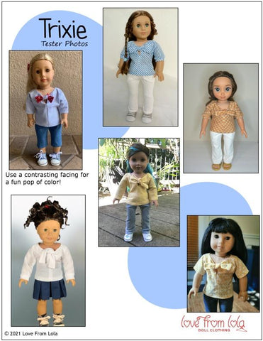 Love From Lola 18 Inch Modern Trixie 18" Doll Clothes Pattern Pixie Faire