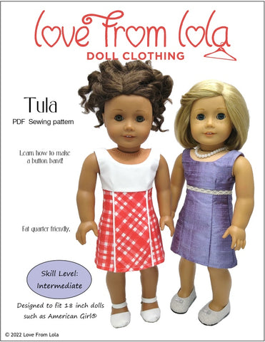 Love From Lola 18 Inch Modern Tula Dress 18" Doll Clothes Pattern Pixie Faire