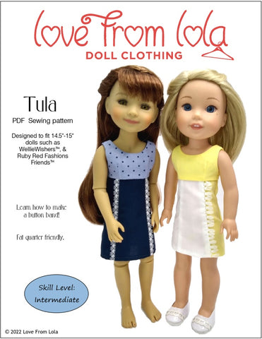 Love From Lola Ruby Red Fashion Friends Tula Dress 14.5-15" Doll Clothes Pattern Pixie Faire