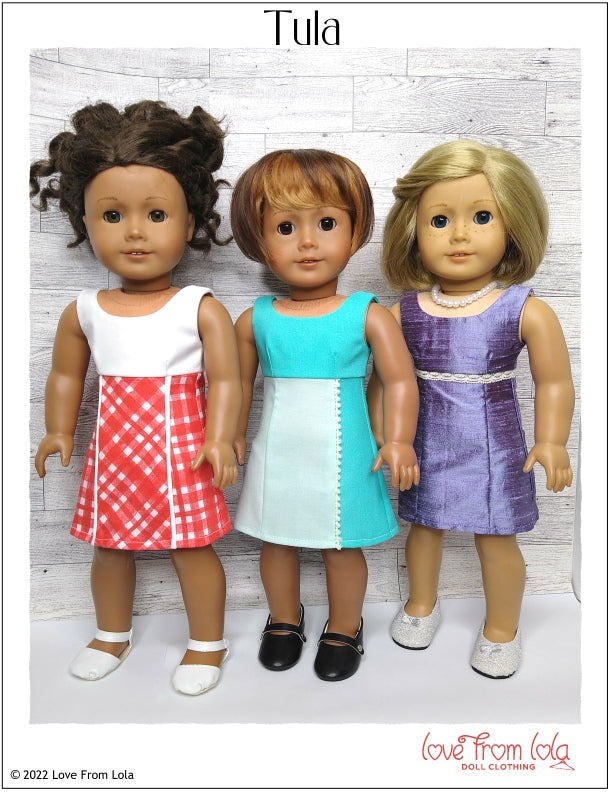 Love From Lola 18 Inch Modern Tula Dress 18" Doll Clothes Pattern Pixie Faire