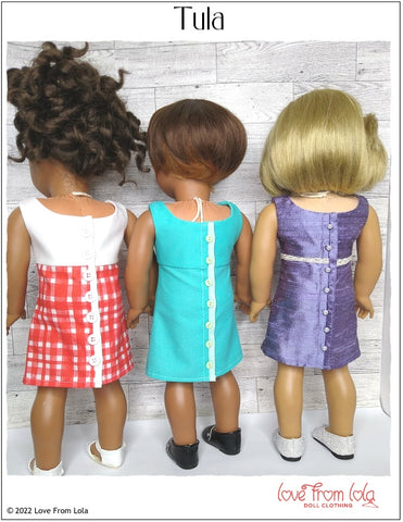 Love From Lola 18 Inch Modern Tula Dress 18" Doll Clothes Pattern Pixie Faire