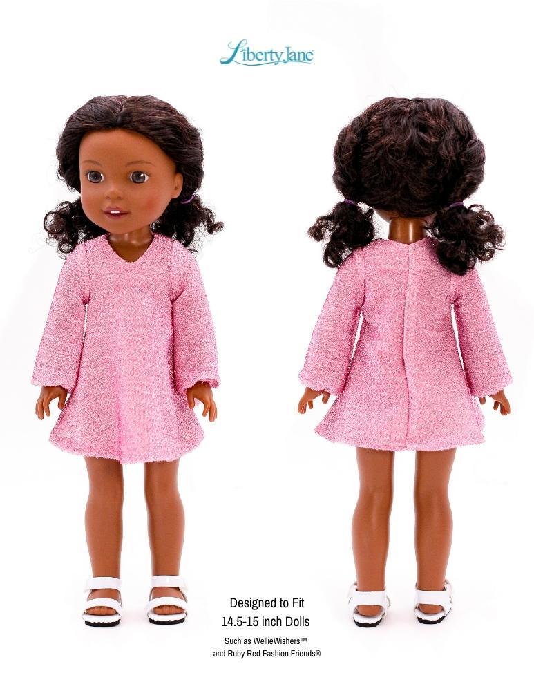 Liberty Jane Ruby Red Fashion Friends Carnaby St. Dress 14.5-15” Doll Clothes Pattern Pixie Faire
