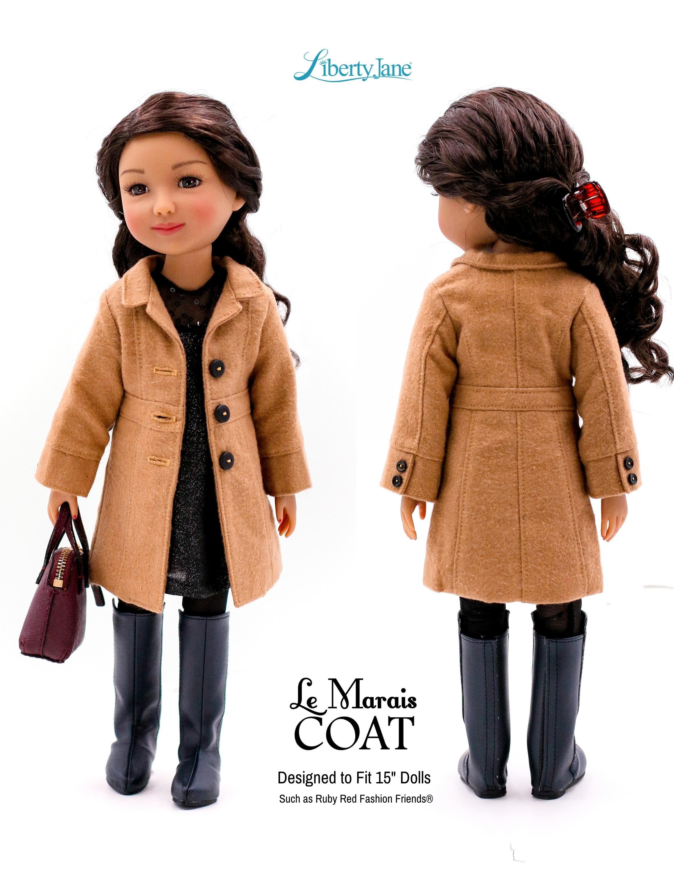 Liberty Jane Ruby Red Fashion Friends Le Marais Coat Pattern for 15" Ruby Red Fashion Friends Dolls Pixie Faire