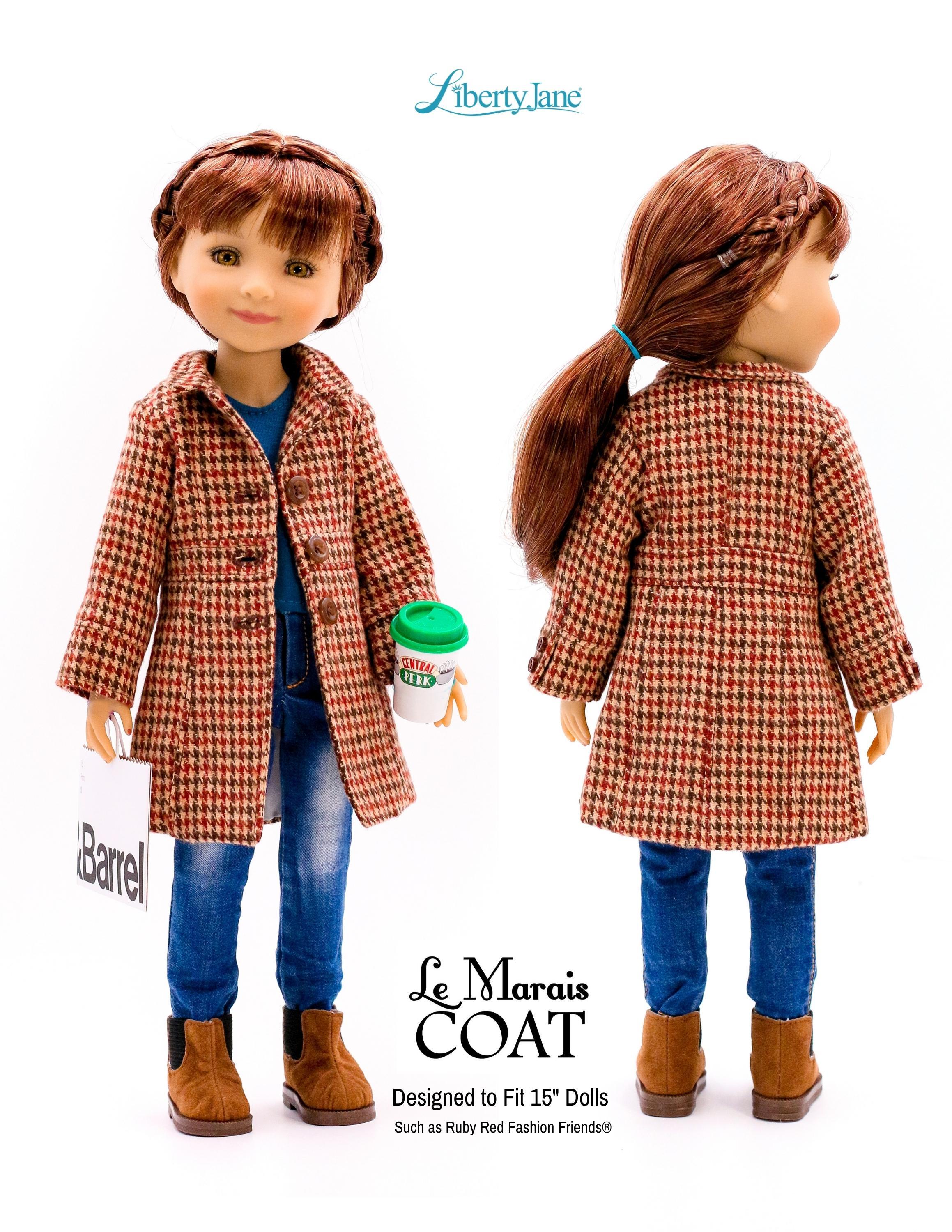 Liberty Jane Ruby Red Fashion Friends Le Marais Coat Pattern for 15" Ruby Red Fashion Friends Dolls Pixie Faire