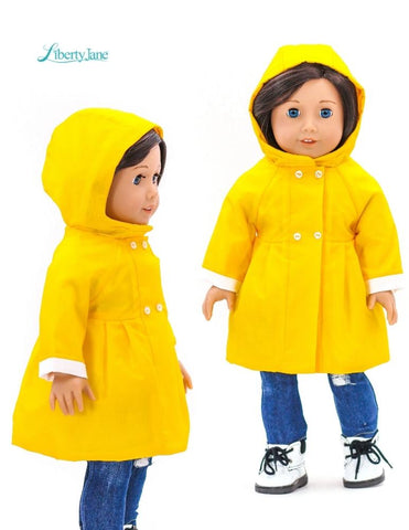 Liberty Jane 18 Inch Modern Pepper Hill Raincoat 18-inch Doll Clothes Pattern Pixie Faire