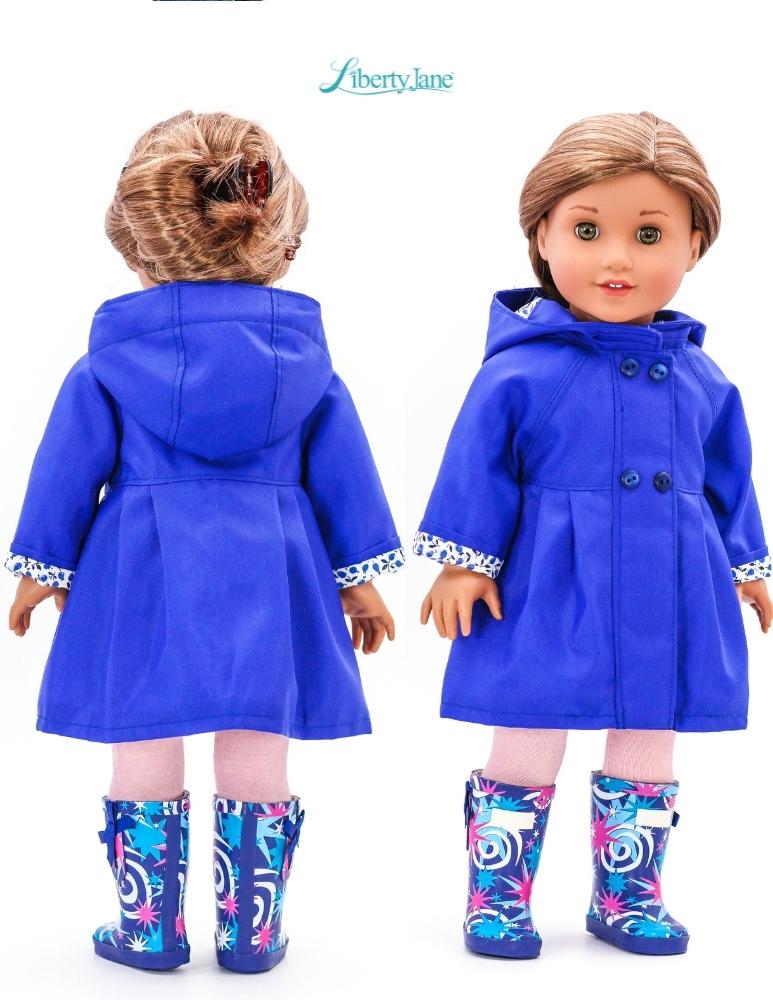 Liberty Jane 18 Inch Modern Pepper Hill Raincoat 18-inch Doll Clothes Pattern Pixie Faire