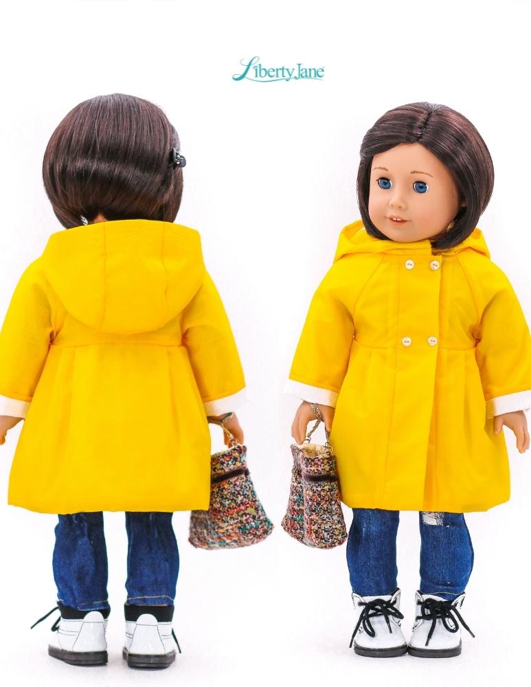 Liberty Jane 18 Inch Modern Pepper Hill Raincoat 18-inch Doll Clothes Pattern Pixie Faire