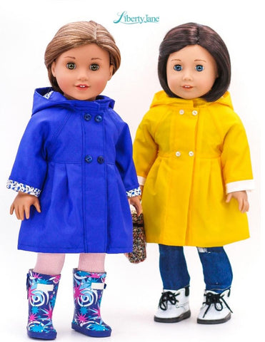 Liberty Jane 18 Inch Modern Pepper Hill Raincoat 18-inch Doll Clothes Pattern Pixie Faire