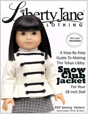 Liberty Jane 18 Inch Modern Snow Club Jacket 18" Dolls Pattern Pixie Faire