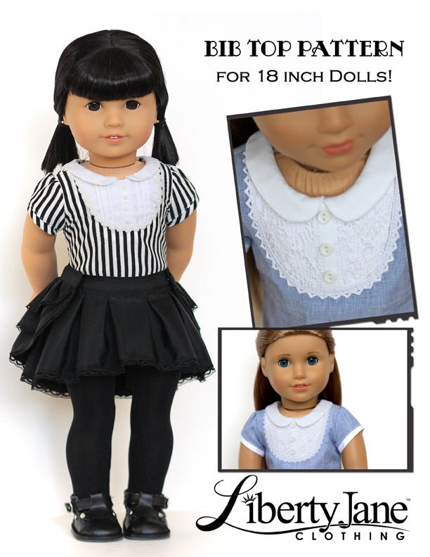 Liberty Jane 18 Inch Modern Steam Bib Top 18" Doll Clothes Pattern Pixie Faire