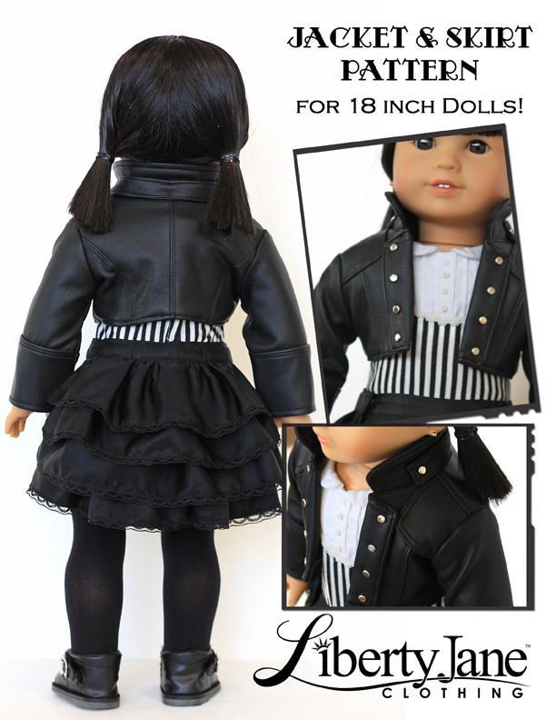 Liberty Jane 18 Inch Modern Steam Jacket & Skirt Bundle 18" Doll Clothes Pattern Pixie Faire