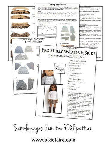 Liberty Jane 18 Inch Modern Piccadilly Sweater and Skirt Bundle 18" Doll Clothes Pattern Pixie Faire