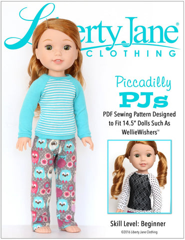 Liberty Jane WellieWishers Piccadilly PJs 14.5 Inch Doll Clothes Pattern Pixie Faire