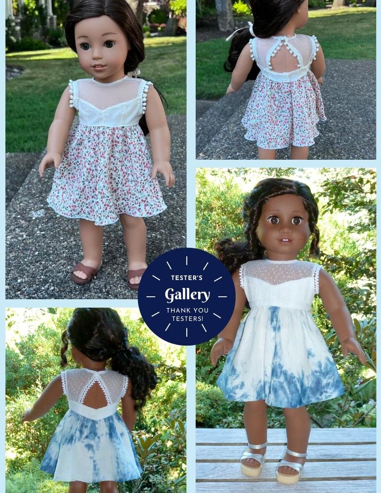 Liberty Jane 18 Inch Modern Getty Villa Sundress 18" Doll Clothes Pattern Pixie Faire