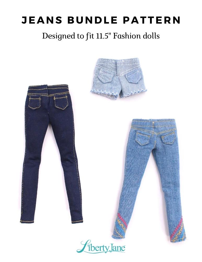 Liberty Jane Jeans Bundle Doll Clothes Pattern for 11.5 Inch Fashion Dolls