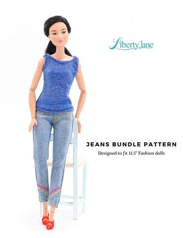 Liberty Jane Barbie Jeans Bundle Pattern For 11-1/2" Fashion Dolls Pixie Faire