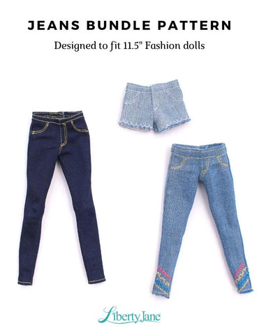 Liberty Jane Barbie Jeans Bundle Pattern For 11-1/2" Fashion Dolls Pixie Faire