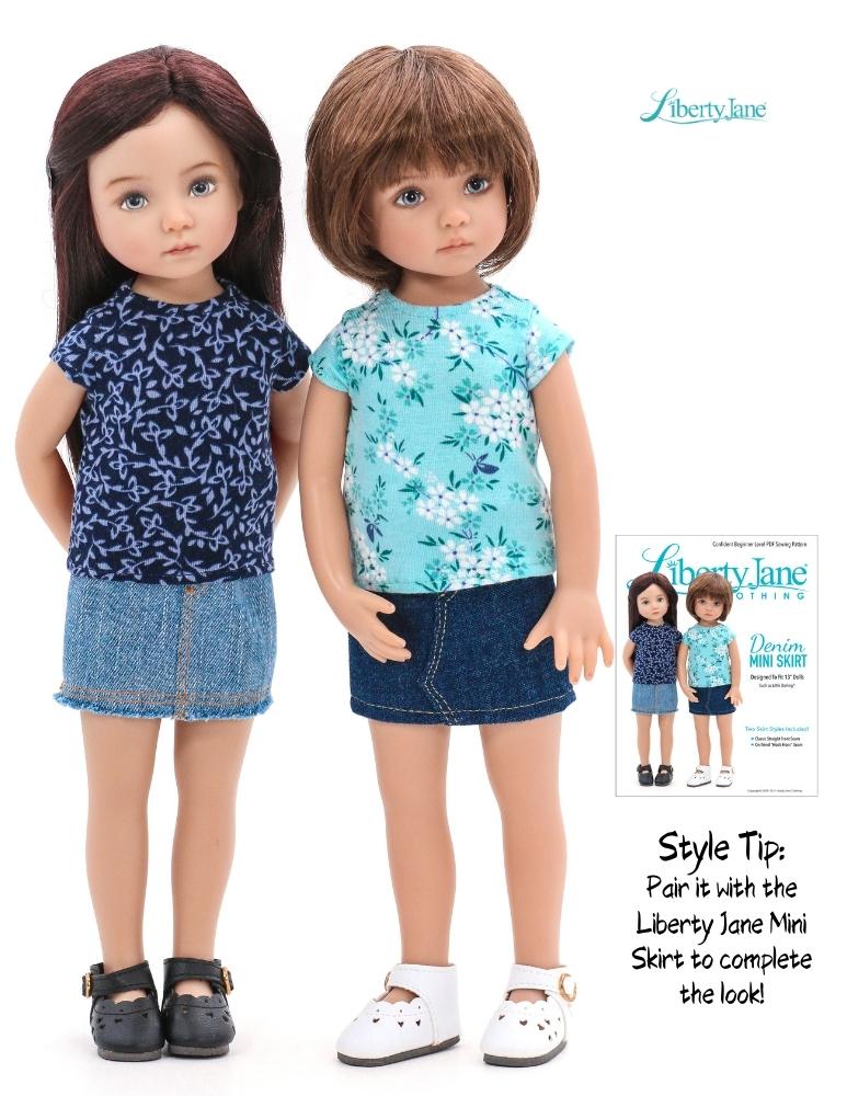Liberty Jane Little Darling FREE T-Shirt Pattern For Little Darling Dolls Pixie Faire