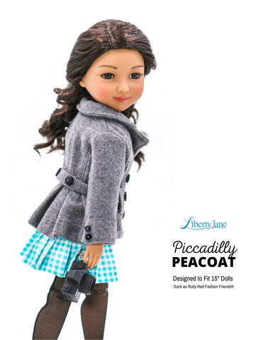 Liberty Jane Ruby Red Fashion Friends Piccadilly Peacoat Pattern for 15" Ruby Red Fashion Friends Dolls Pixie Faire