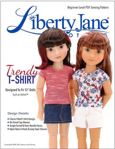 Liberty Jane Siblies FREE T-Shirt Pattern For 12" Siblies Dolls Pixie Faire