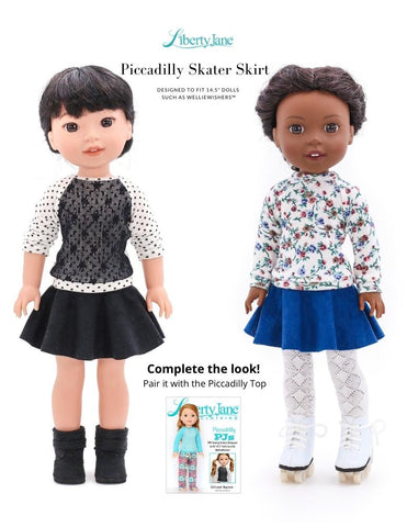 Liberty Jane WellieWishers Piccadilly Skater Skirt 14.5 Inch Doll Clothes Pattern Pixie Faire