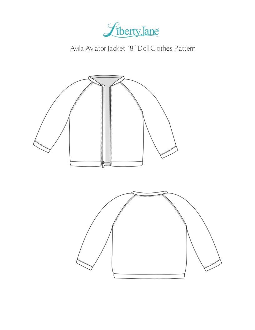 Liberty Jane 18 Inch Modern Avila Aviator Jacket 18" Doll Clothes Pattern Pixie Faire